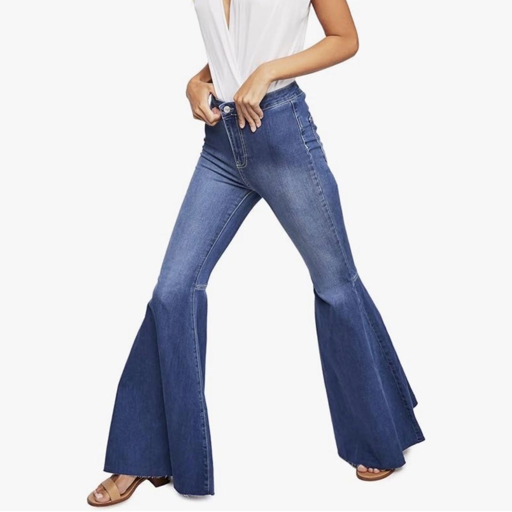 Free People float on extreme bell bottom flare jeans